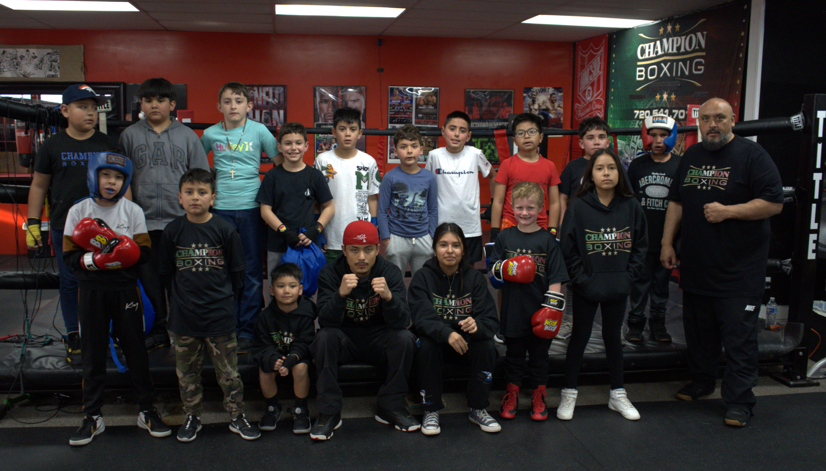 Group of young boxers at Champion Boxing kids class